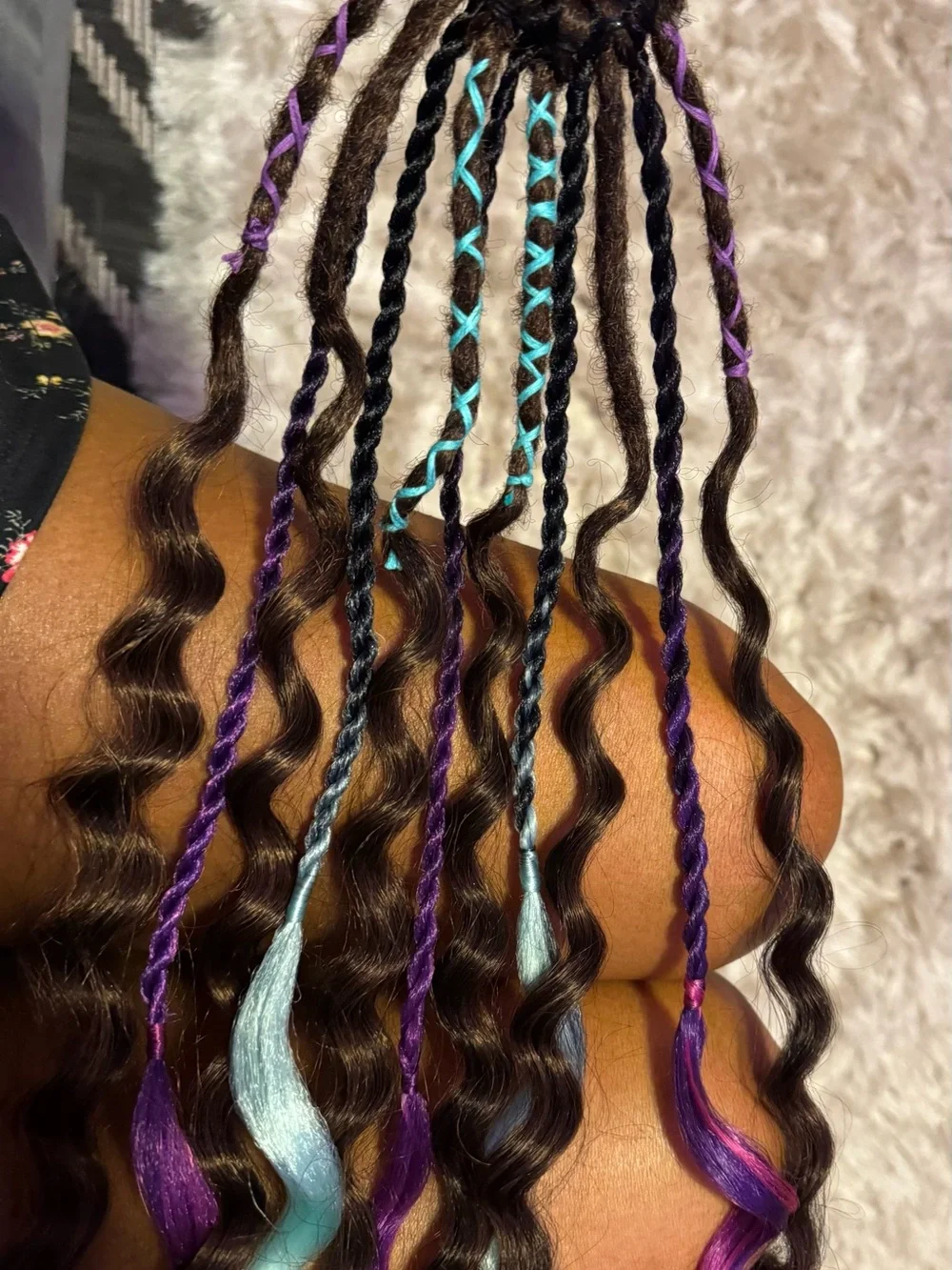Bright Pink & Aqua Clip-In Hair Accent Extensions for Women